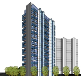 现代高层住宅su模型