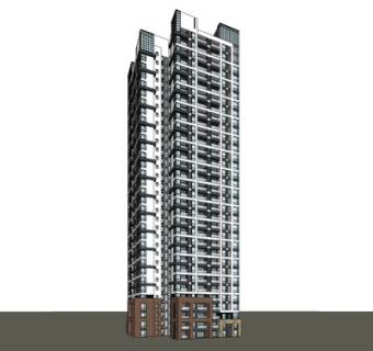现代高层住宅su模型