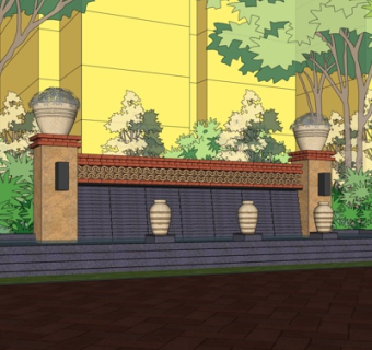 中式园林景观su模型