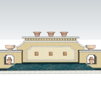 中式庭院围墙su模型