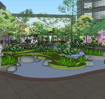 中式园林景观su模型