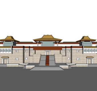 中式古建古庙su模型