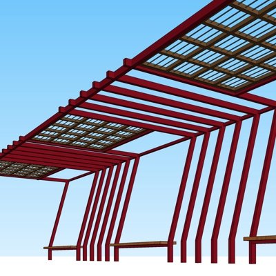 现代廊架凉亭su模型
