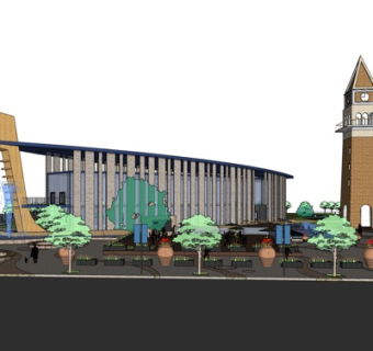 现代办公楼外观su模型