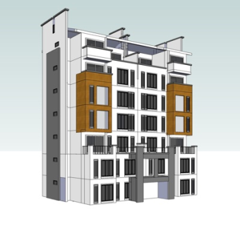 现代办公楼外观su模型