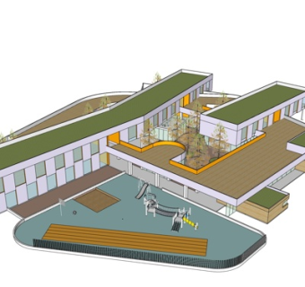 现代办公楼规划su模型