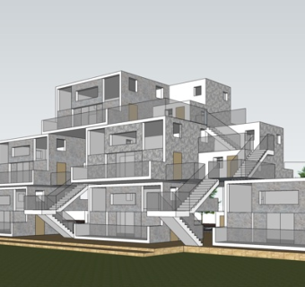 现代办公楼外观su模型
