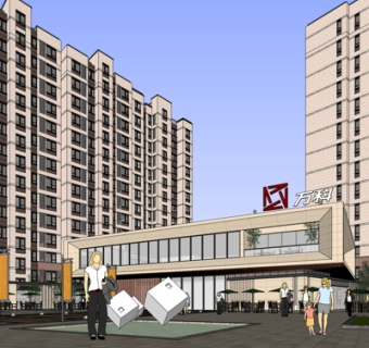 现代高层住宅su模型