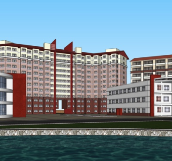 现代高层住宅su模型