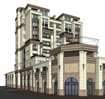 欧式沿街商业建筑su模型