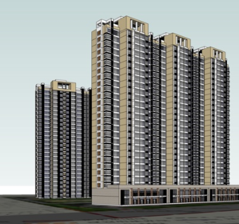 现代高层公寓su模型