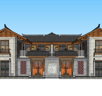 中式古建民房su模型