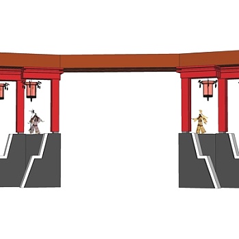 中式牌坊su模型