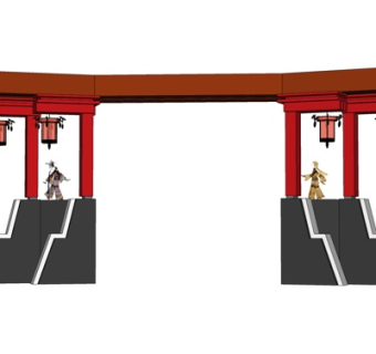 中式牌坊su模型