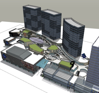 现代办公楼规划su模型