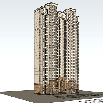 欧式高层公寓楼su模型