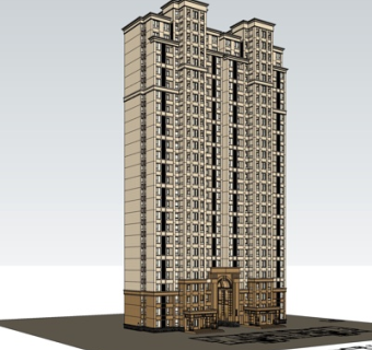 欧式高层公寓楼su模型