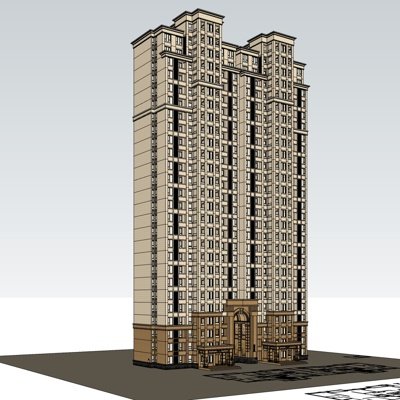 欧式高层公寓楼su模型