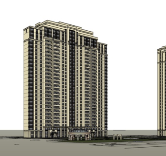 欧式高层公寓楼su模型