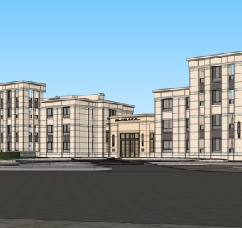 新古典小区大门su模型