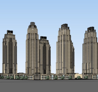 现代高层办公楼su模型