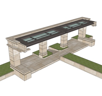 现代雨棚su模型