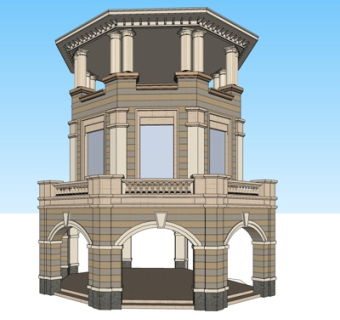 欧式塔楼su模型