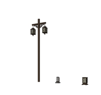 中式草坪灯路灯su模型