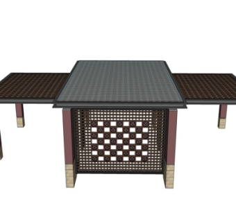 新中式廊架su模型