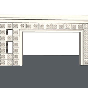 新中式门头构件su模型
