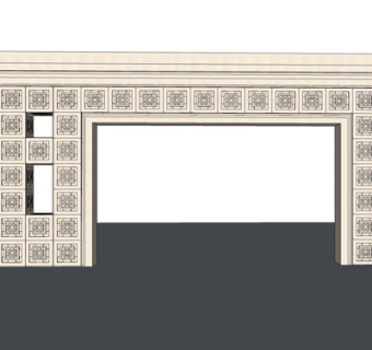 新中式门头构件su模型