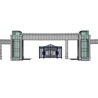 现代小区大门su模型