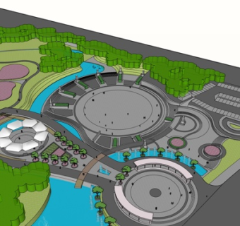 现代广场景观su模型