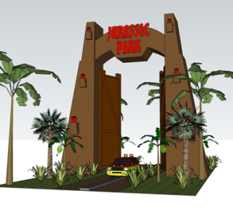 现代大门构件su模型