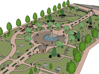 现代公园规划su模型