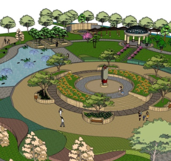 欧式公园景观su模型