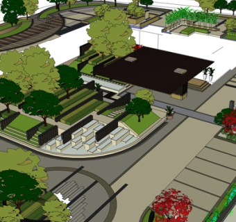 现代广场景观su模型