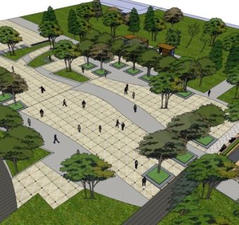 现代广场景观su模型