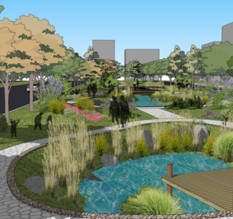 现代公园景观su模型