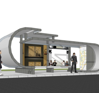 现代公交站su模型