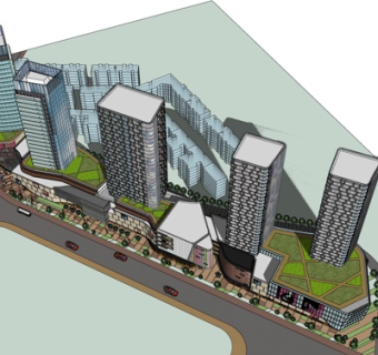 现代商业街su模型