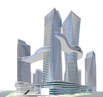 现代高层办公楼su模型