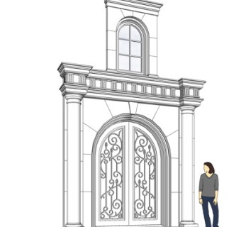 欧式大门su模型