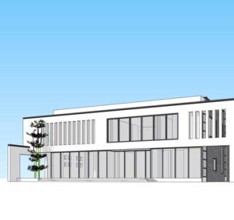 新中式办公楼su模型