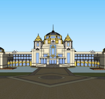 欧式酒店su模型