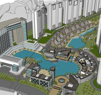 现代办公楼规划su模型