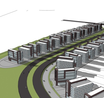 现代办公楼规划su模型