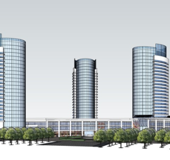 现代高层办公楼su模型