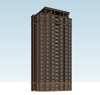 现代高层公寓楼su模型