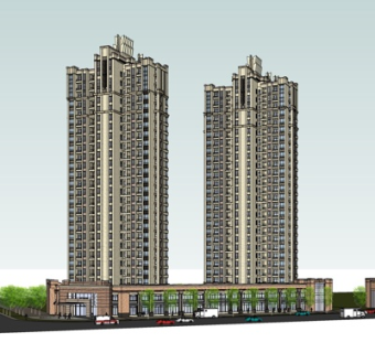 新古典高层办公楼su模型